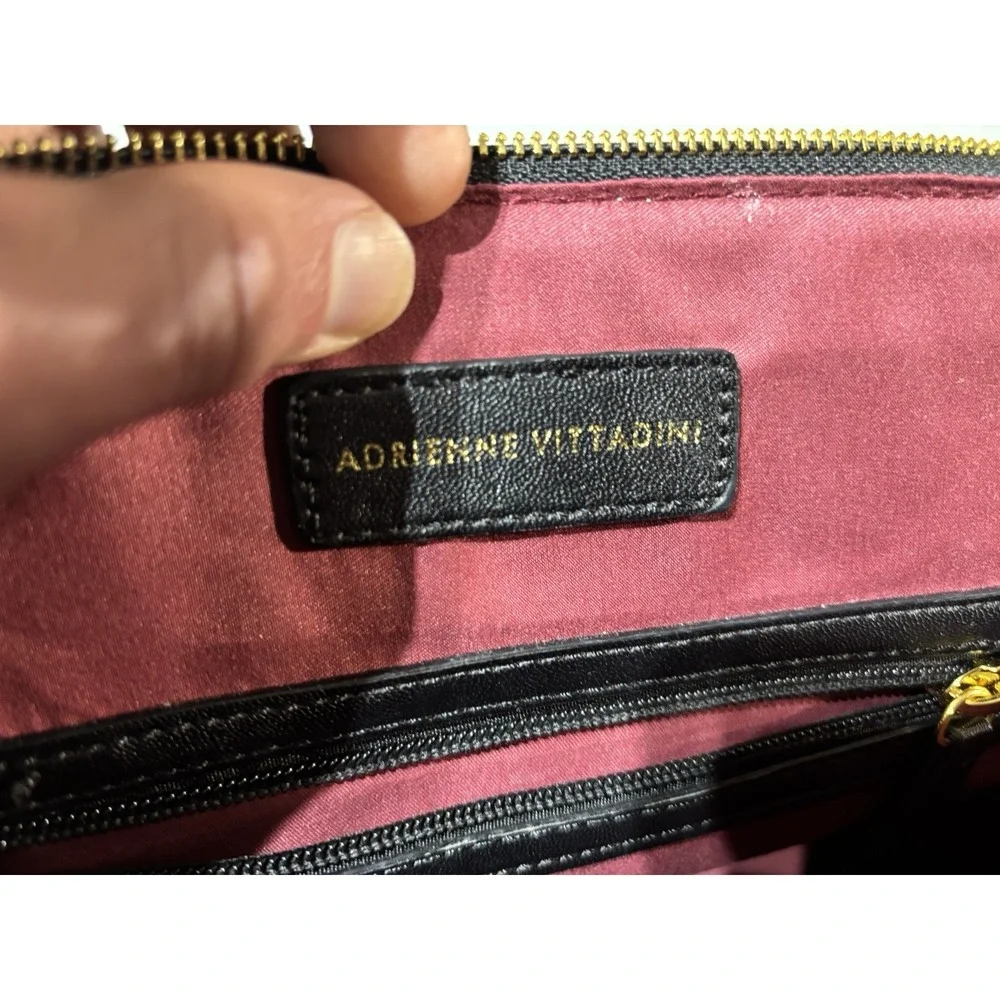 adrienne vittadini black quilted‎ handbag
